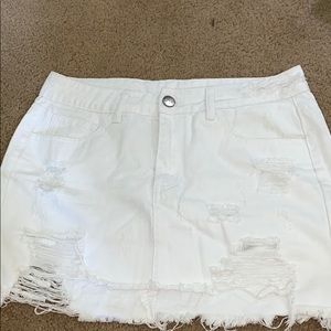 White ripped jean skirt